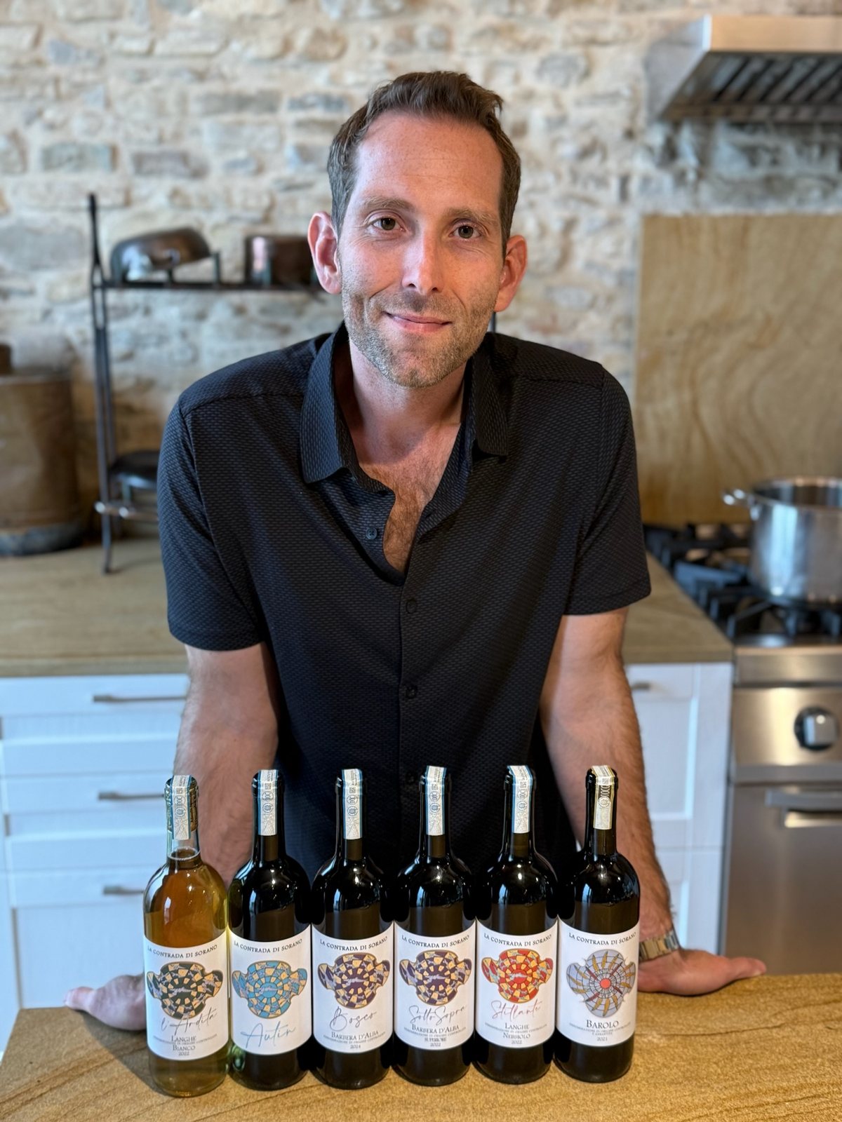 Gabe Rabben tasting through a producer's range in the Langhe